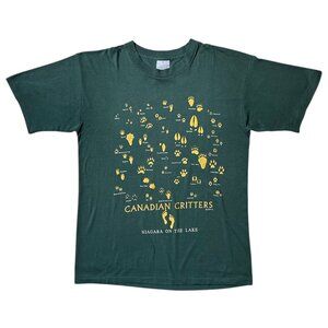 90s Vintage Canadian Critters T-shirt Animal Footprints Single Stitch Niagara.